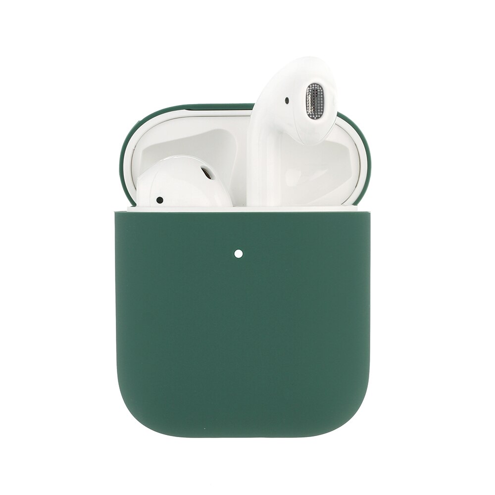 Casos de silicone macio para apple airpods 1/2 caso protetor bluetooth sem fio fone de ouvido capa para apple ar pods caixa de carregamento sacos: Dark green