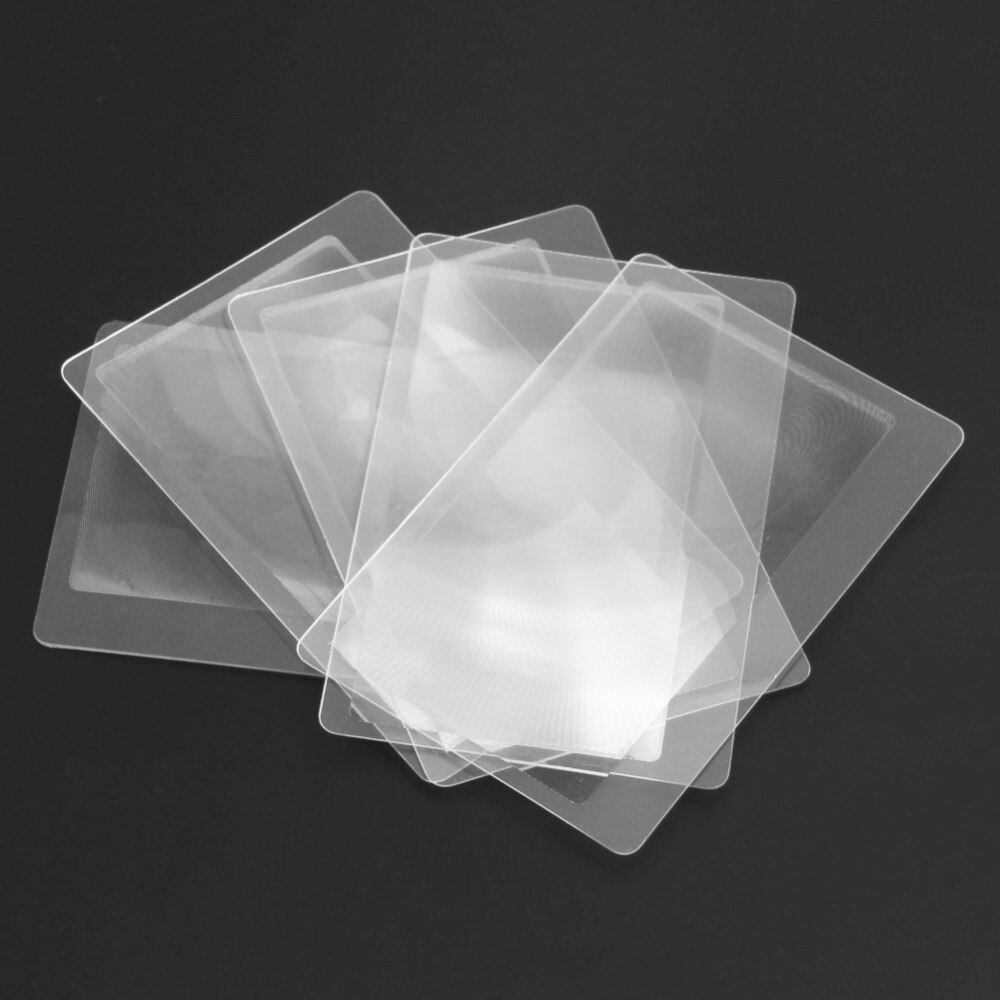 10pcs/set Magnifier Magnification Magnifying Fresnel LENS 8x5.5x0.04cm Pocket Credit Card Size Transparent Magnifying Glass