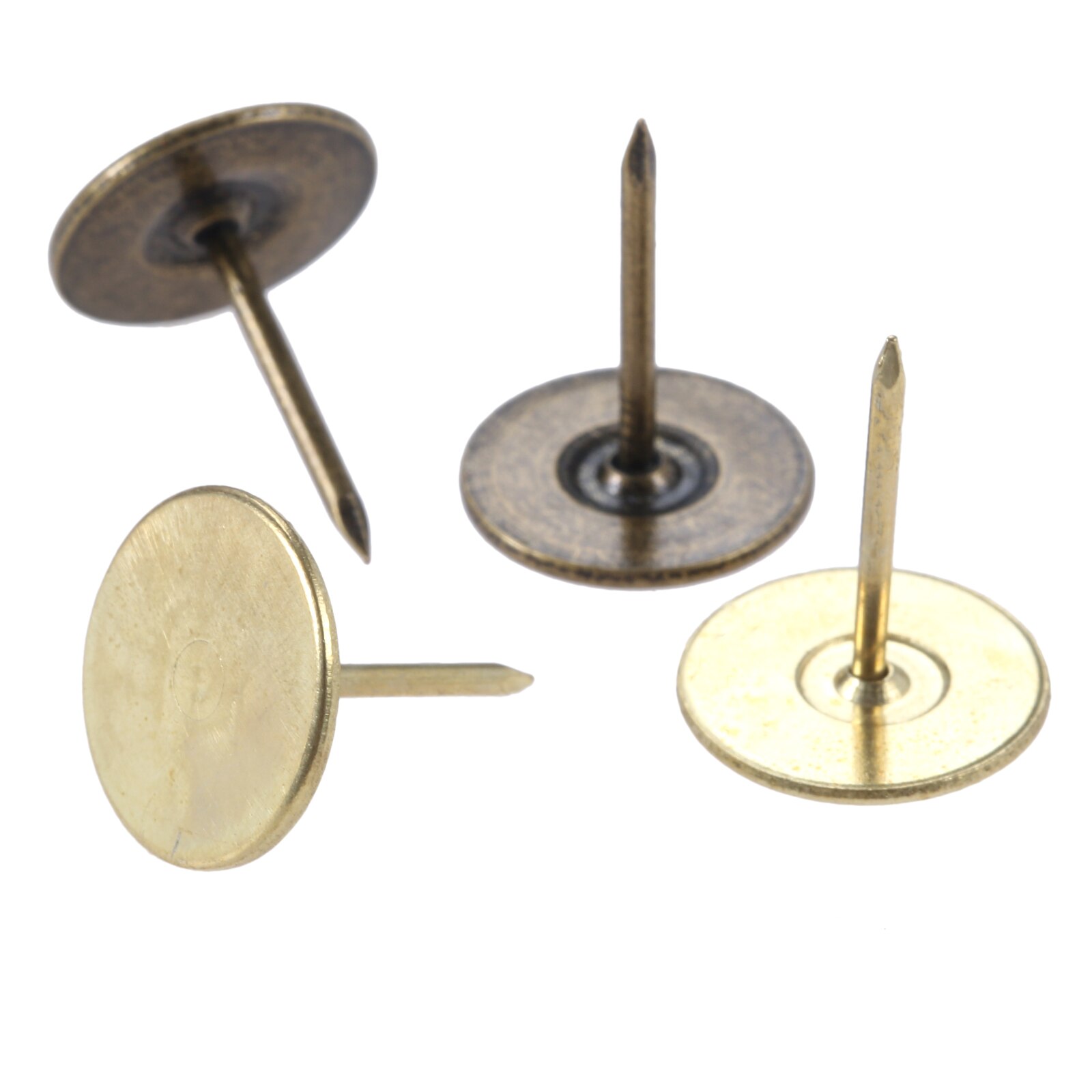 Chinchetas de Metal de cabeza redonda plana para tapicería, tachuelas clásicas de bronce antiguo/oro, 15x19mm, decoración de sofá, 10-100 Uds.