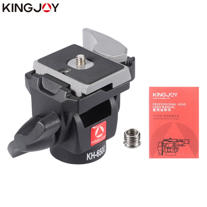 KINGJOY-trípode de KH-6500 oficial, cabeza de bola giratoria frontal a trasera, Mini de aluminio con placa de 1/4 y tornillo de 3/8 pulgadas para cámara DSLR