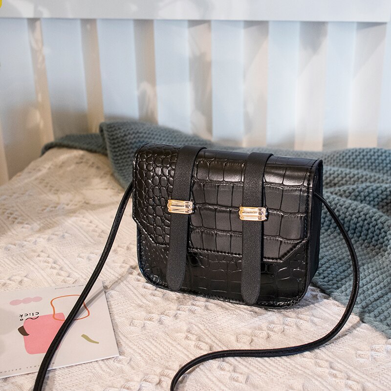 Moda feminina couro do plutônio crossbody mini cor sólida bolsa de ombro estilo casual ajustável fivela magnética saco de celular