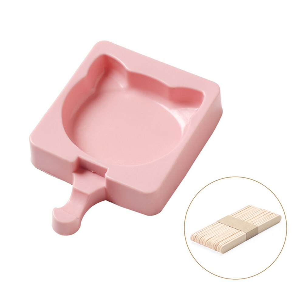 8 Shapes Silicone Ice Cream Mold Popsicle Molds DIY Homemade Dessert Freezer Fruit Juice Ice Pop Maker Mould With Sticks: Cat Face