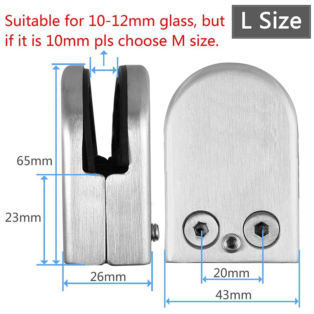 Pinces à verre rondes en acier inoxydable 304, 4 pièces, support de verre réglable, à dos plat pour Balustrade, 10 12 15mm