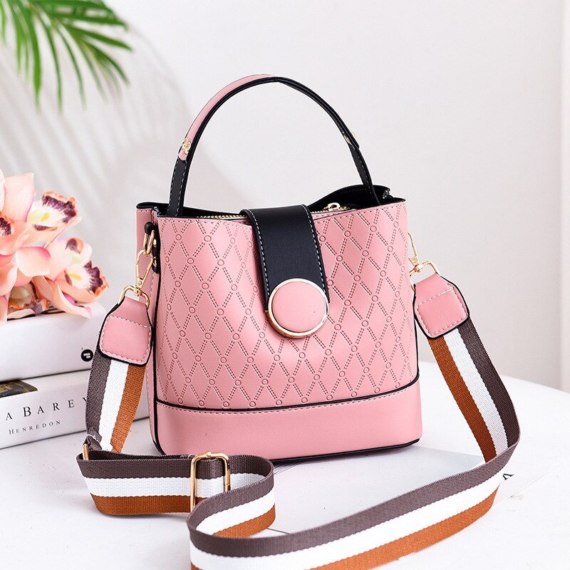 Sac dame automne Style de Europe et amérique bandoulière sac à main simple seau sac: pink