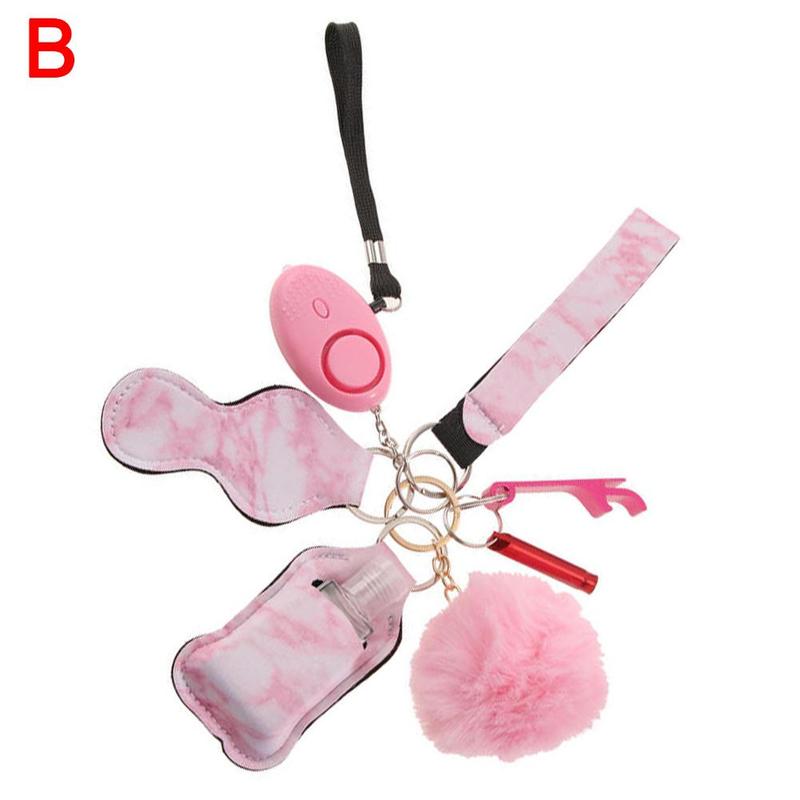 Women's Security Alarm Set 130db Alarm Volume Wolf Alarm To With The Pull Activate Hazard Guard Set Needle Flashlight L9A3: Pink