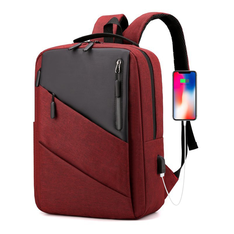 Ryggsekk for menn populær casual business gutter balle enkel bærbar pakke usb #39 tilkobling lade klassisk bag: Rød
