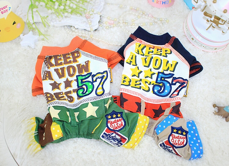 15DF32 Fafa Haustier Bekleidung Kostüm Hund Kleidung Hund Gesamt Hosen Hund T-Shirt Welpen Hosen