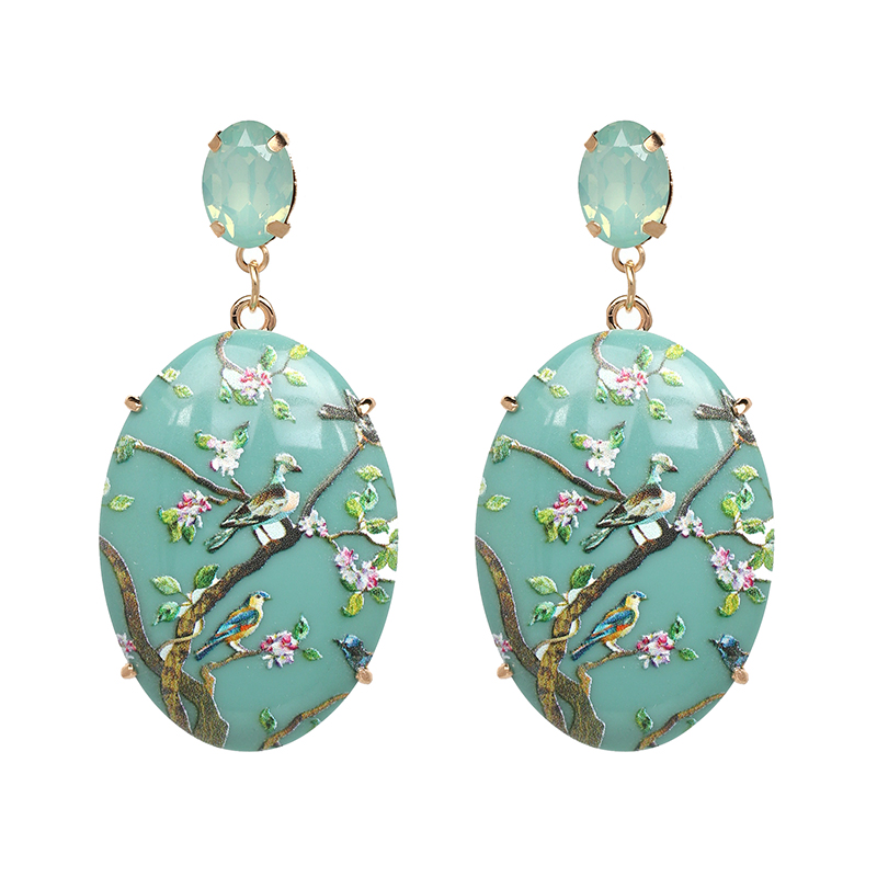 Jujia Bohemian Etnische Big Crystal Flower Oorbellen Bruiloft Sieraden Oorbellen Voor Vrouwen Party Brincos