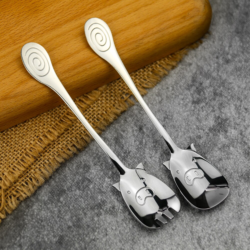 Cartoon Children's Fork Spoon Piggy Spoon 304 Stainless Steel Specialty Cutlery Animal Spoon Fork Portable Cutlery