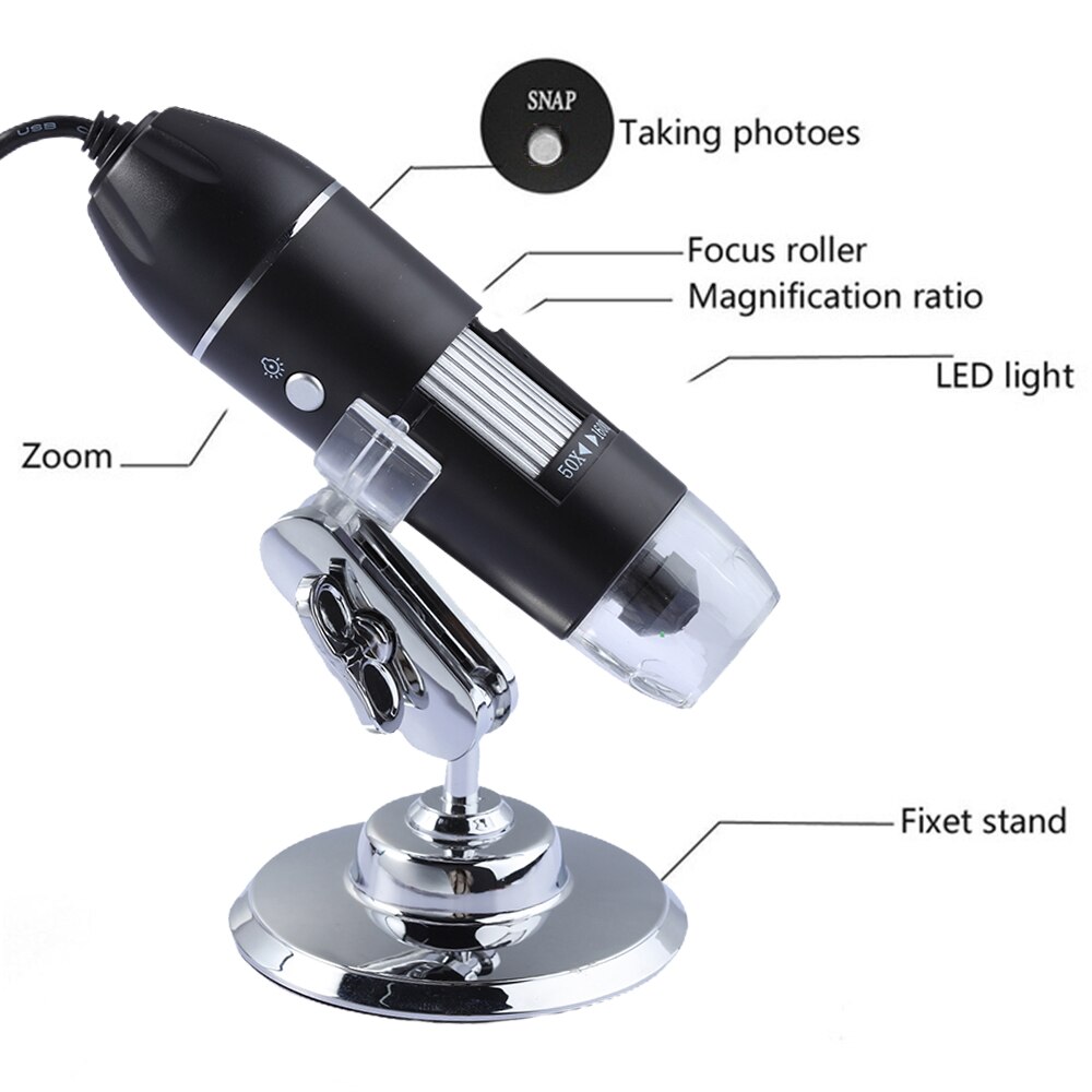 Microscope numérique Portable USB 1600x1000x500x, Microscope électronique 3 en 1 à Interface Micro USB