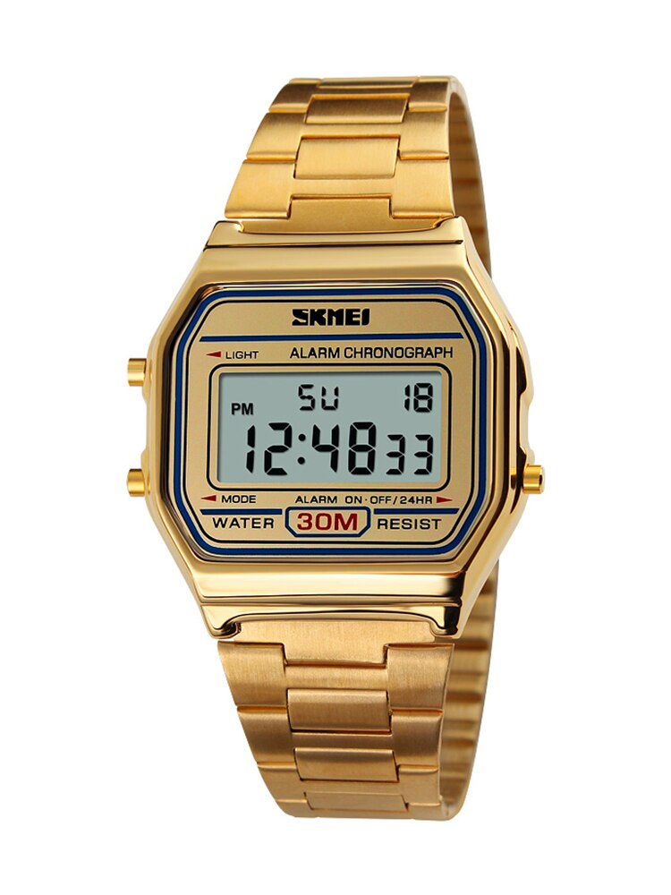 Skmei Topmerk Luxe Roestvrijstalen Chrono Sporthorloges Heren Achterlicht Display Digitaal Polshorloge 3bar Waterdicht Reloj Hom: Rose