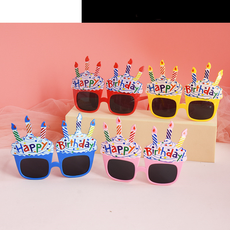 Grappige Verjaardag Bril Dolfijn Ballon Creatieve Kinderen Happy Birthday Party Cake Decoratie Plug-In Taart Jurk Up Ornamenten