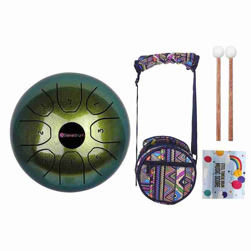 5.5-inch Ethereal Drum, Steel Tongue Drum, Percussion Instrument: Starry sky green