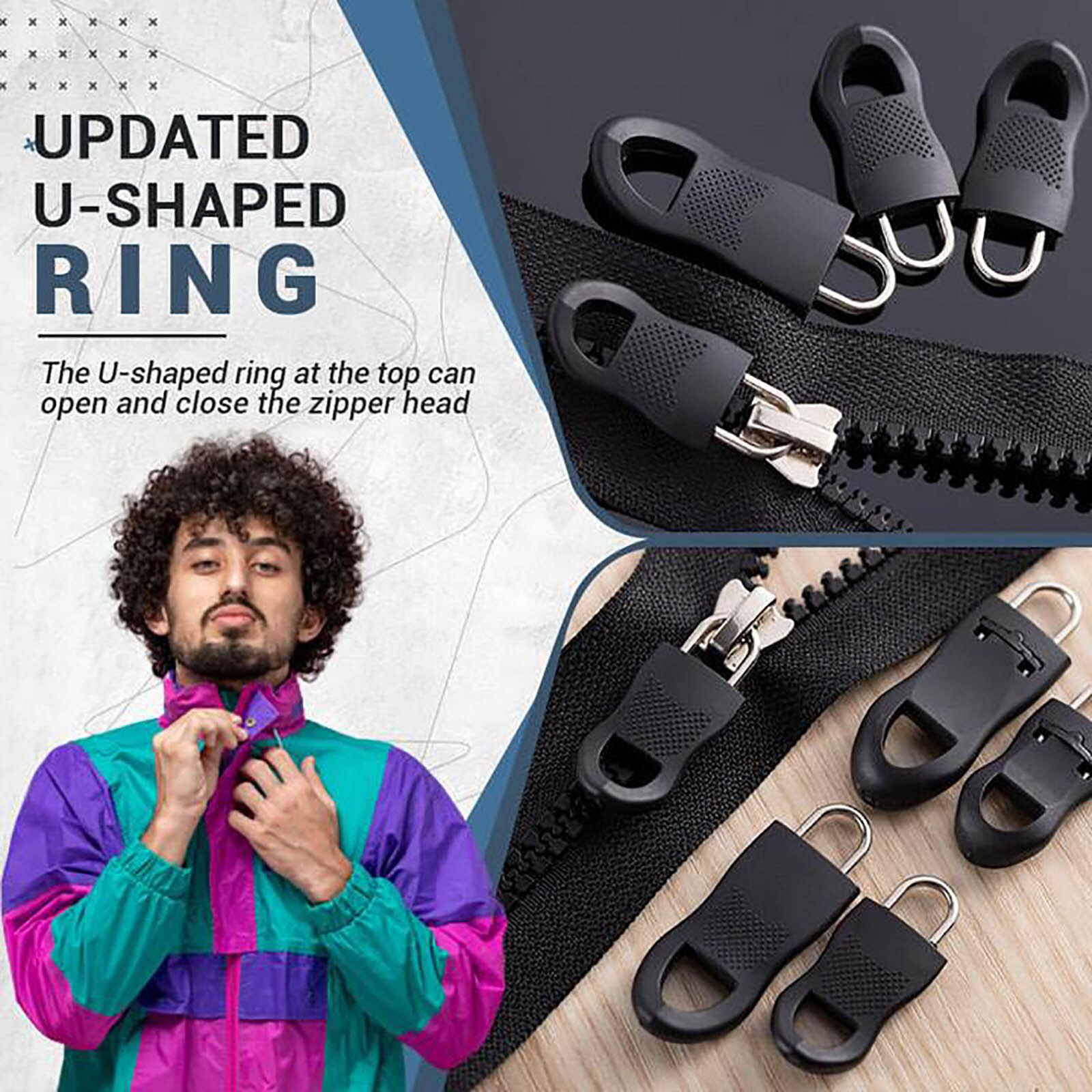 Universele 10Pcs Afneembare Zip Rits Puller Set Rits Reparatie Kit Vervanging Zip Slider Tanden Rescue Ritsen