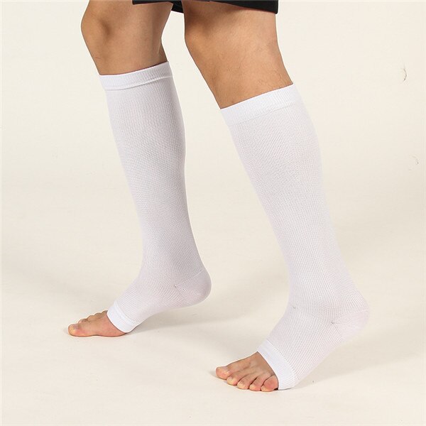 2 Stuks Ademende Compressie Kousen Knie Hoge Open Teen Ondersteuning Kousen 18-21Mm Voor Mannen Vrouwen: W / L/xl