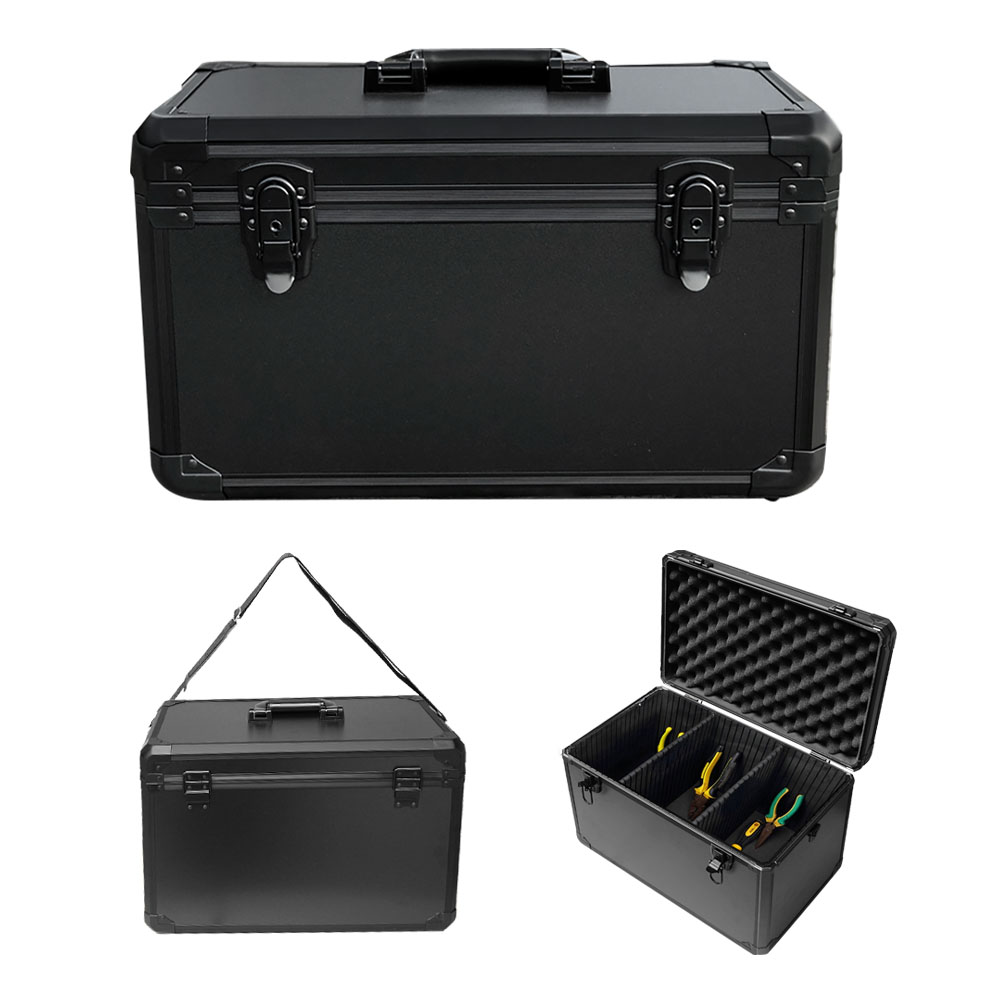 Boîte à outils en alliage d'aluminium, boîte de rangement d'équipement de verrouillage à clé, mallette à outils de quincaillerie avec outil de séparation perfectionnée