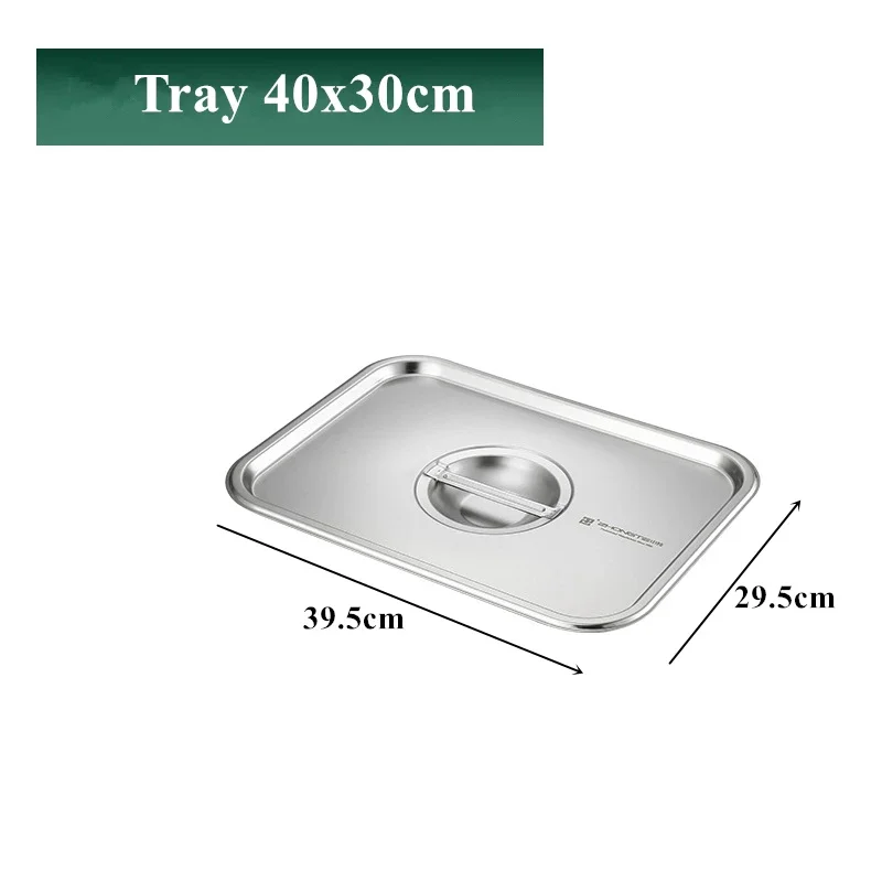 Tykkere rustfri serveringsbakke med låg, rektangel, metalopbevaringsplader, fad, kagebuffet, køkkenbeholder: Orange