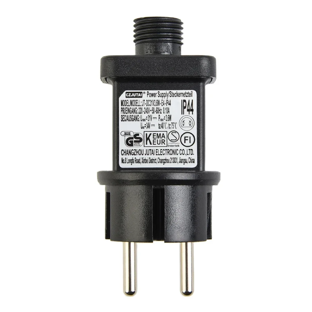 Netzteil-Adapter, LED-Lichterkette, Transformator-Treiber, IP44, 31 V, max. 3,6 W, Schutzklasse IP44, für Iciclet-Lichter und Projektoren