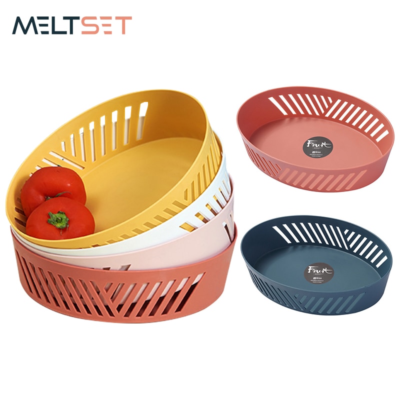 Fruit Candy Snack Storage Tray Kitchen Fruit Vegetable Storage Hollow Drain Basket Plastic Fruit Trays Plate Kitchen Organizer