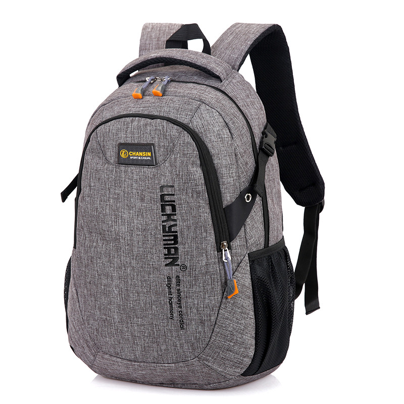 Nova moda masculina mochila saco de poliéster computador portátil mochila sacos estudantes da faculdade do ensino médio saco masculino: Gray