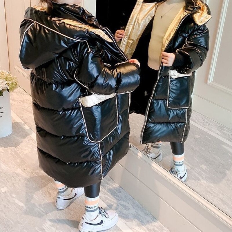 freundlicher Winter Jacke Weihnachten Kostümich Für freundlicher Kleidung Mädchen Jungen Schwarz Schneeanzug Oberbekleidung Mäntel Lange Parka Schnee Tragen