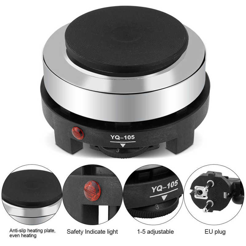 Mini estufa eléctrica portátil para el hogar, calentador de café multifunción con placa de 220V y 500W, enchufe europeo