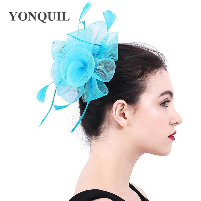 Handgemaakte bruidshoofddeksels tule fascinator hoed haarspeld dames formele huwelijkshaaraccessoires bloemenhoed