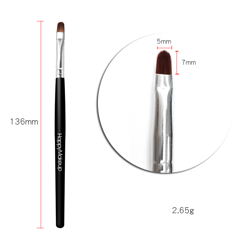 Brocha para maquillaje, manija de plástico de nailon, brocha para base de maquillaje en forma de ventilador, brocha para cejas, pincel cosmético para labios, herramientas