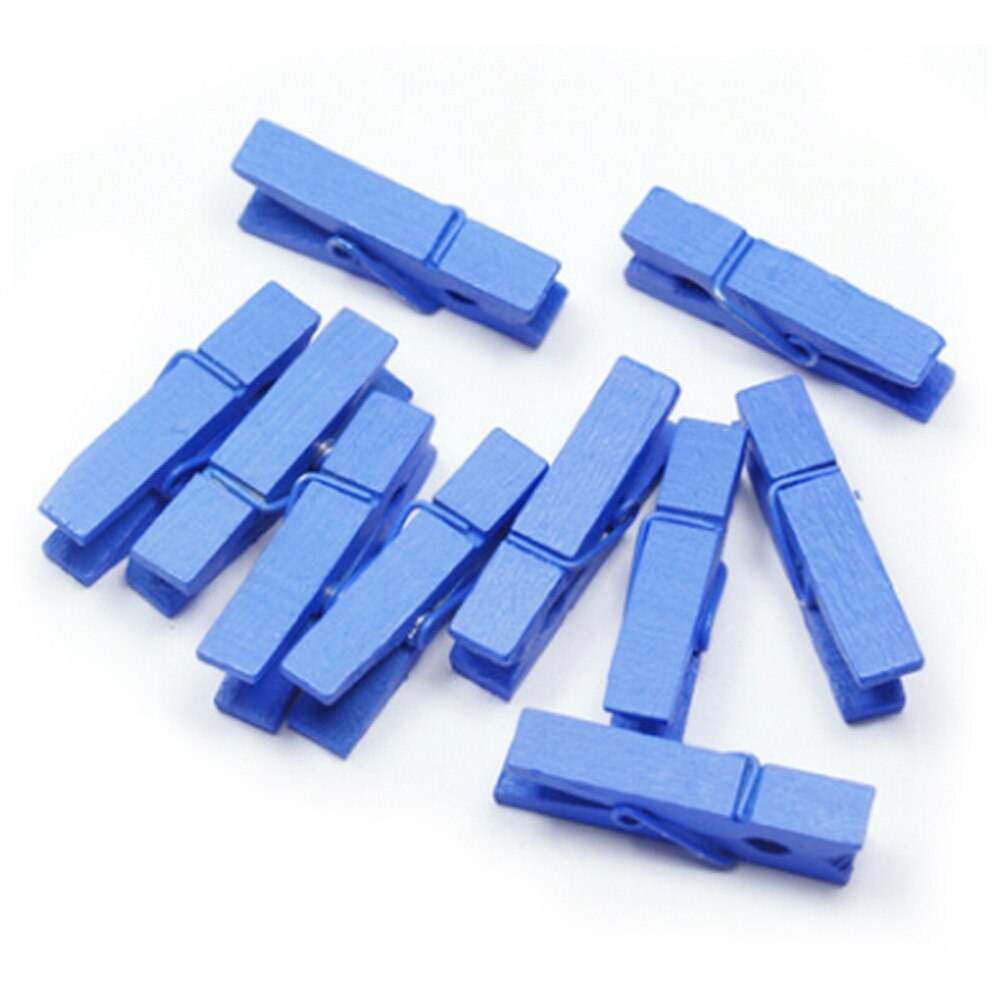 20Pcs Kleine Mine Size 35Mm Mini Natuurlijke Houten Clips Voor Foto Clips Wasknijper Craft Decoratie Clips Pinnen: sky blue