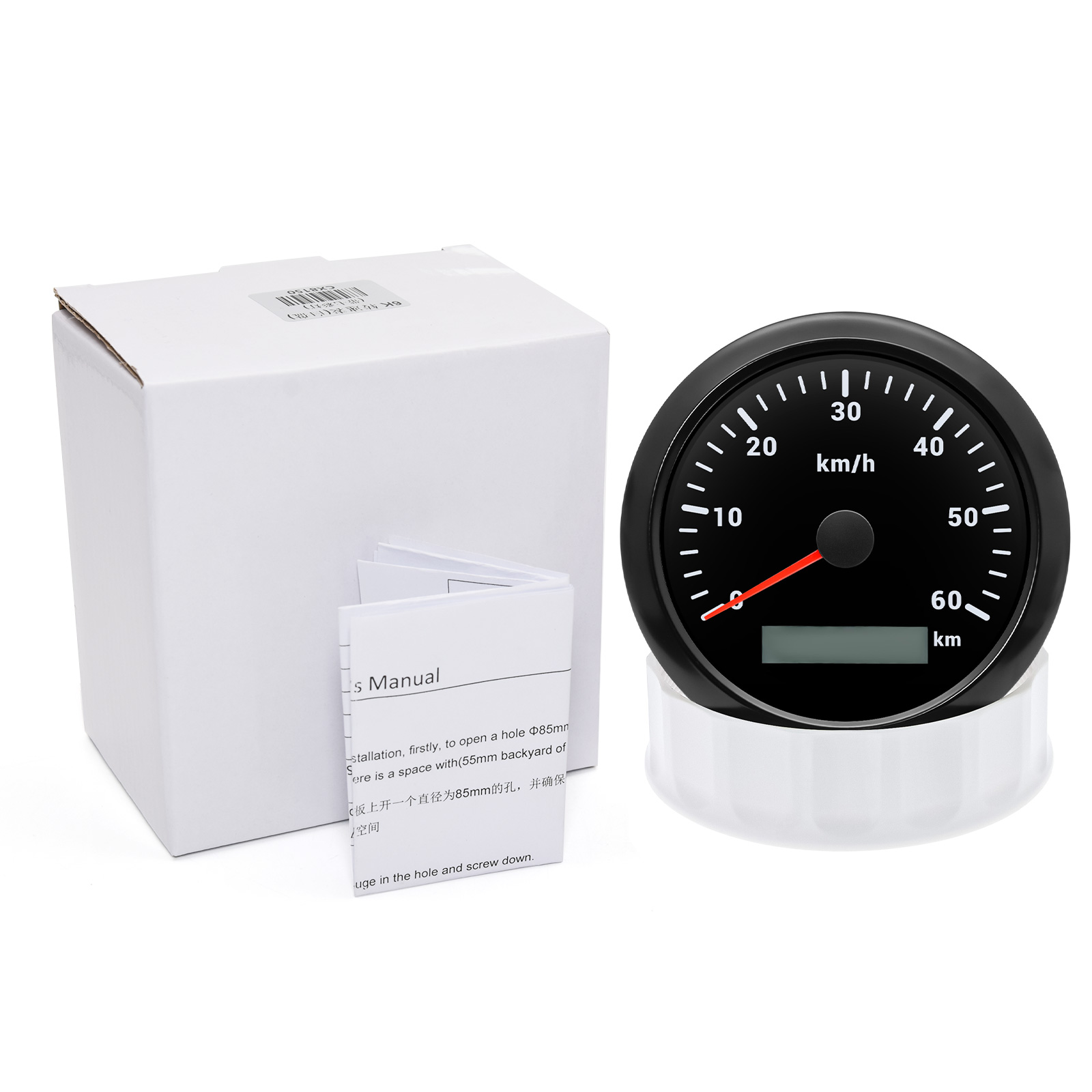 30 km/u ,60 km/u ,120 km/u ,200 km/u 85mm snelheidsmeter met 7 kleuren, analoge pulssignaal snelheidsmeter voor auto, boot, maritiem gebruik