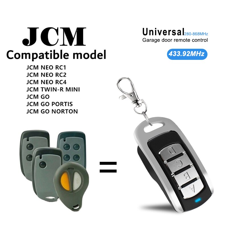 JCM GO / JCM ALLER PORTIS / JCM ALLER NORTON garage télécommande 433.92MHz garage commande porte télécommande ouvre-porte