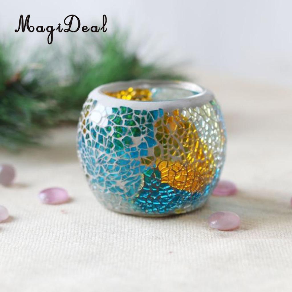 MagiDeal sortiert Marokkanischen Mosaik Glas Votiv Kerzenhalter Tee Licht Leuchter Kerzenhalter Heimat Dekor Tabletop Mittelpunkt: 07