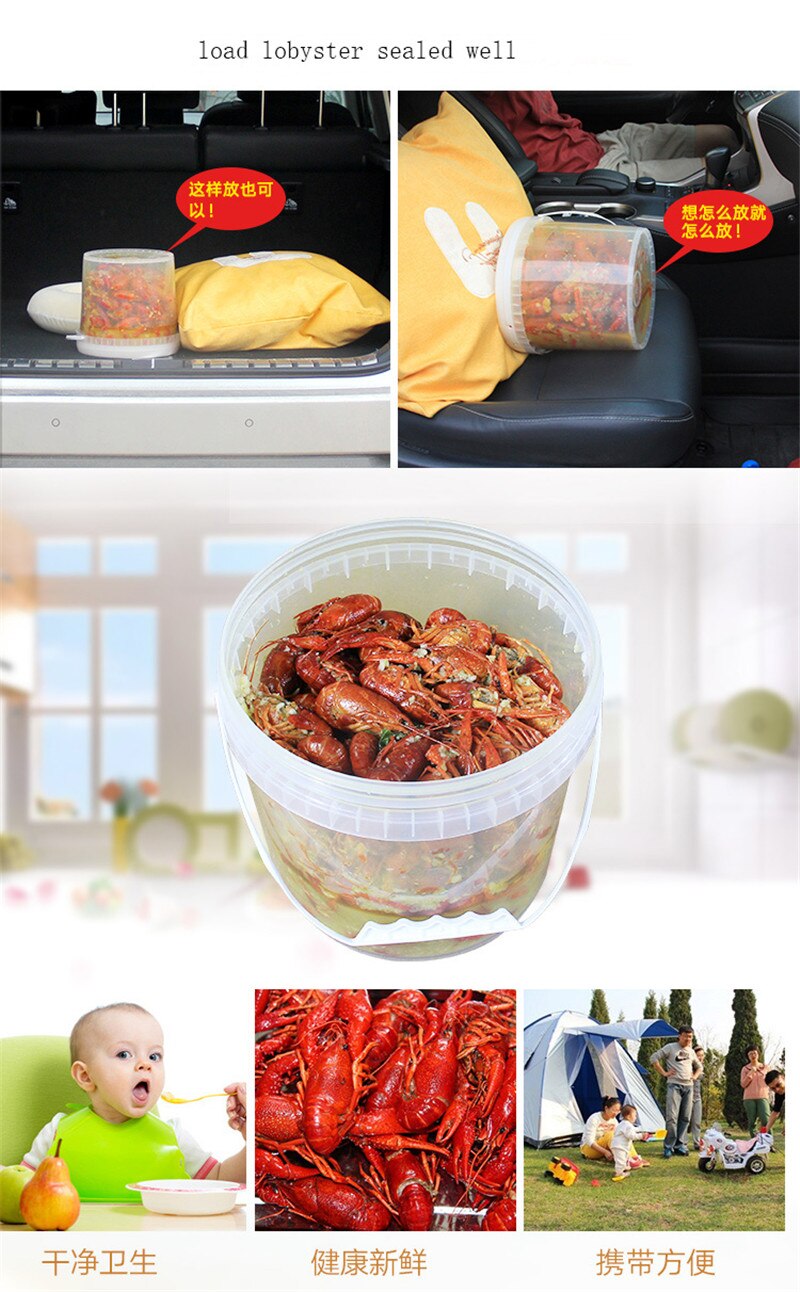 Fortykket plastik suppe spand isterning hummer mad opbevaring forseglede dåser vand spand kande 1/2/3/5/8/10l 1pc