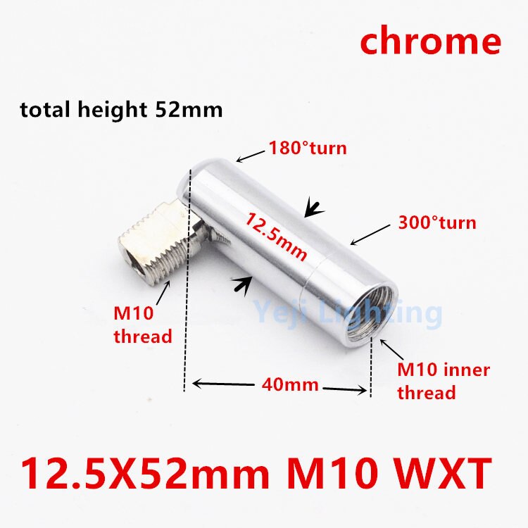 Universalhoved  m10 m8 indvendig gevind udvendige tænder loft rose baldakin adapter lampe sokkel stik jernbelægning belysningsarmaturer: 12.5 x 52 m10 krom