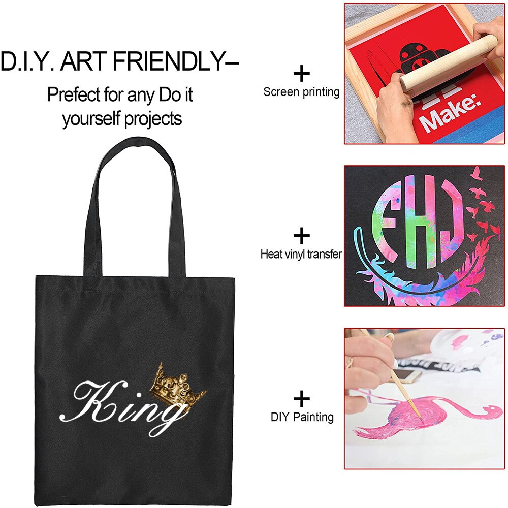 Harajuku Stijl Boodschappentas Koning Serie Handtas Schoudertas Grote Capaciteit Herbruikbare Canvas Handtas Student Eco-vriendelijke Tas