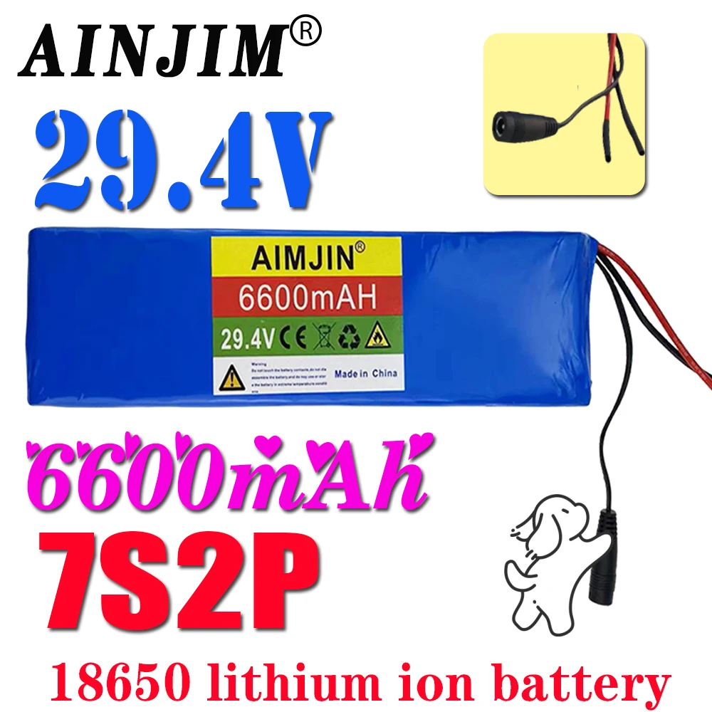24v 6600mah 7s2p 18650 lithium-ion rechargeable battery 29.4v 6600mah battery pack