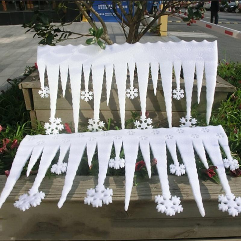 2 stks/partij Kunstmatige Witte Sneeuwvlok Sneeuw Ijs Strip Party Window Overwaarde Sneeuw vlok Decoratie Xmas Decor Ornament