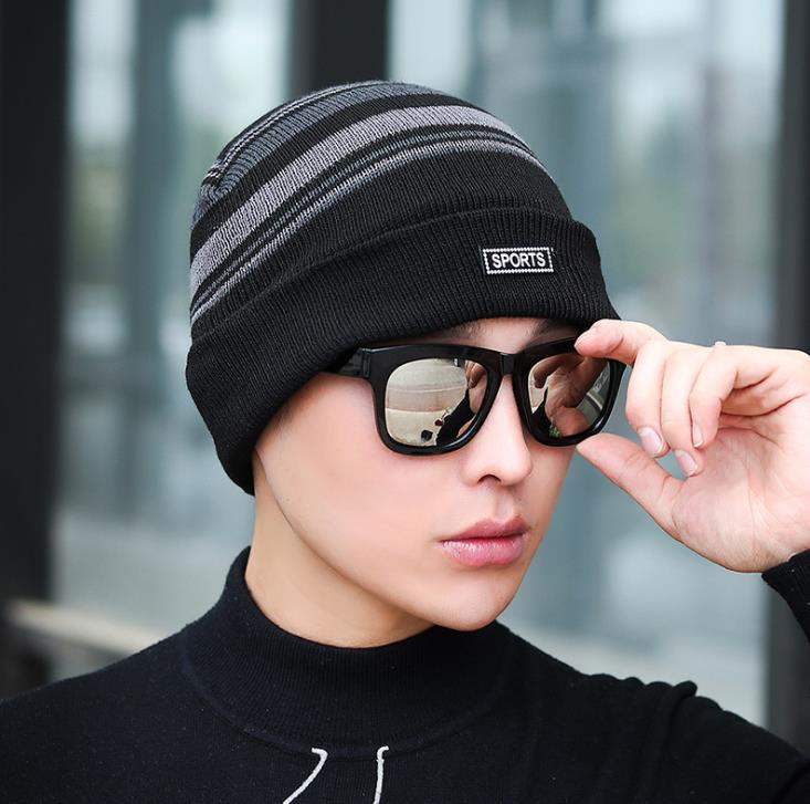 Homens Skullies Gorros Chapéu Do Inverno Das Mulheres de Malha Chapéus Para Os Homens Cap Inverno Beanie Chapéu Desabado Gorro Quente Grossa dos homens Gorro De Pele Cap