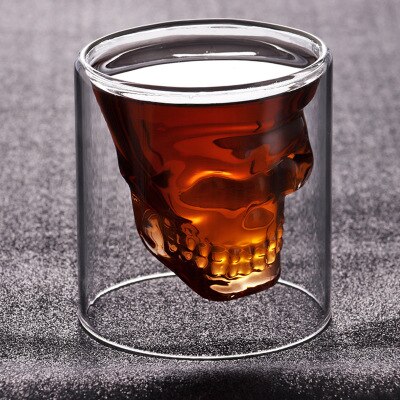 Kreativitet kranium vinglas krus latte kaffe whisky gennemsigtig glas kop vodka drikke bar klub vinglas drikke kop vin sæt