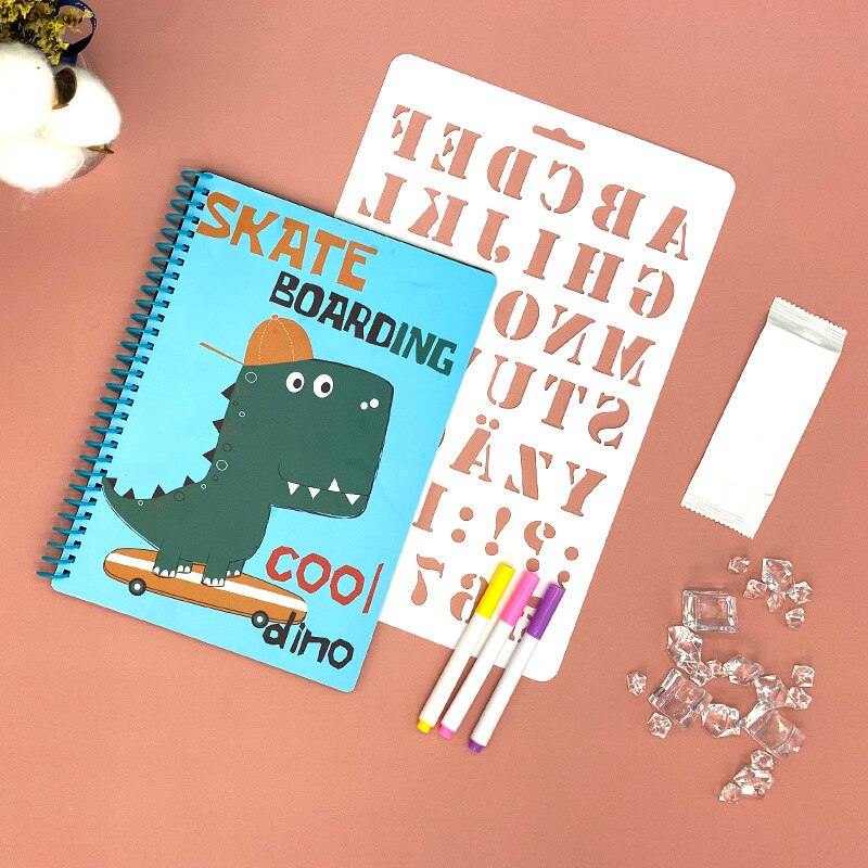 Magic Water Tekentafel Herbruikbare Coloring Doodle & Magic Pen Tekening Notebook Educatief Speelgoed Voor Kinderen Kids: Dinosaur 8 Page 6Pen