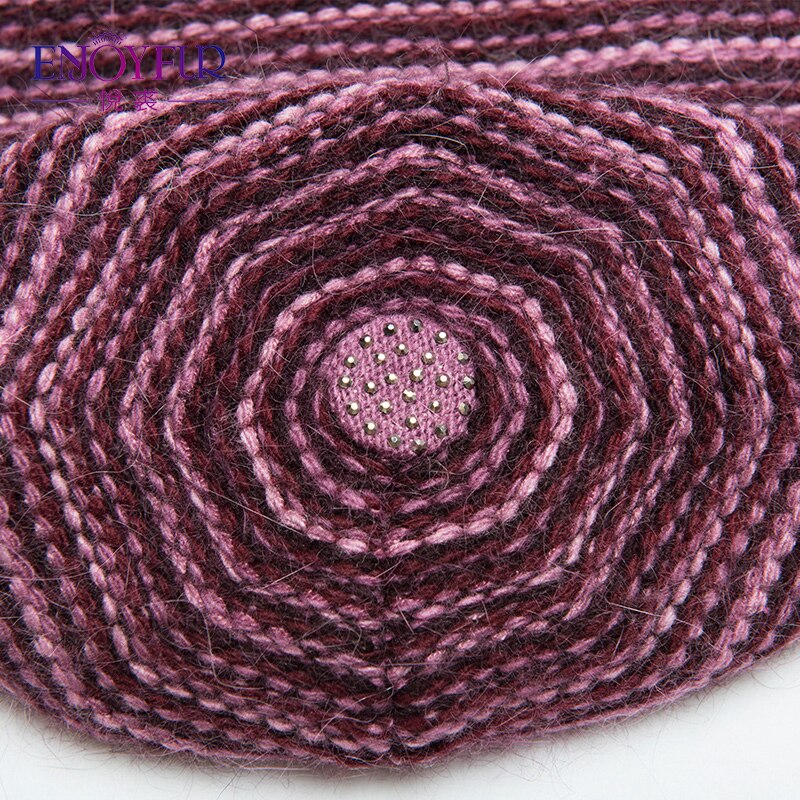 Enjoyfur gebreide wollen muts voor de winter dubbele laag dikke warme zachte damesmuts casual mutsen damesmutsen muts voor dames