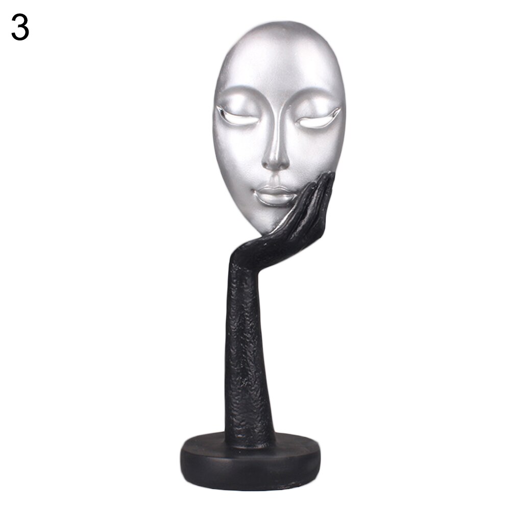 Abstrait visage humain modèle Statue résine Statues pour la décoration Sculptures Art artisanat bureau Sculpture bureau décor à la maison: Silver L