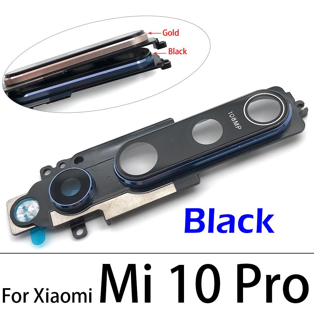 Back Rear Camera Glass Lens Circle Cover With Adhensive For Xiaomi Mi 10 Pro Mi10: Mi10 Pro Black