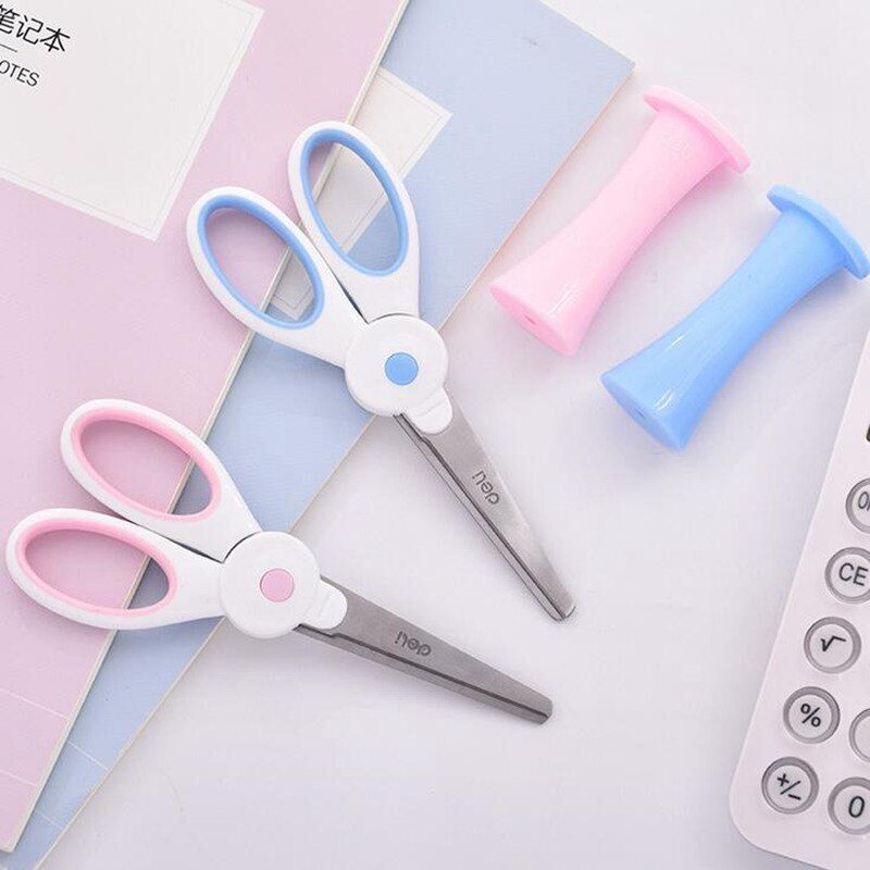 Kids School Scissors Cutting Scissors Safety With Protective Cover Cartoon Rabbit Scissors Paper Scrapbook Handmade DIY Craft