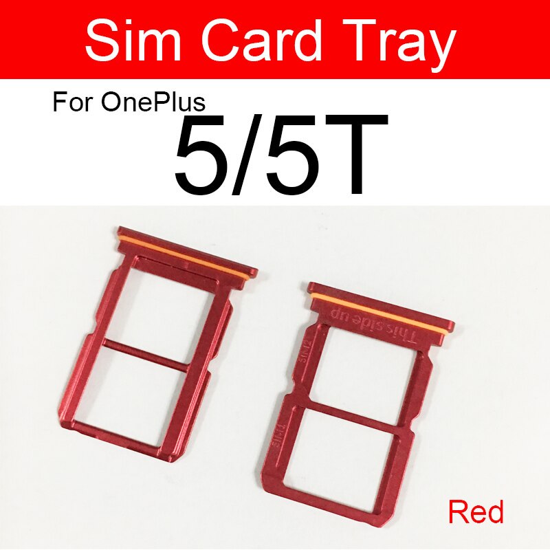 SIM Card Tray Holder Flex Cable For Oneplus 1+1 2 3 3T 5 5T X Sim Reader Card Slot Socket Adapters Replacement Repair Parts: 5 5T-red