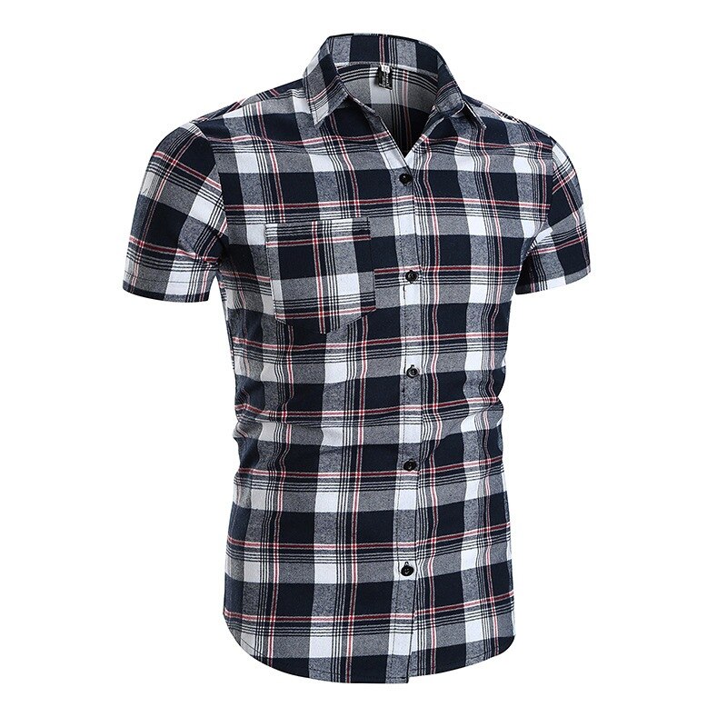 Gestreept overhemd casual heren overhemd met korte mouwen: Grijs / M