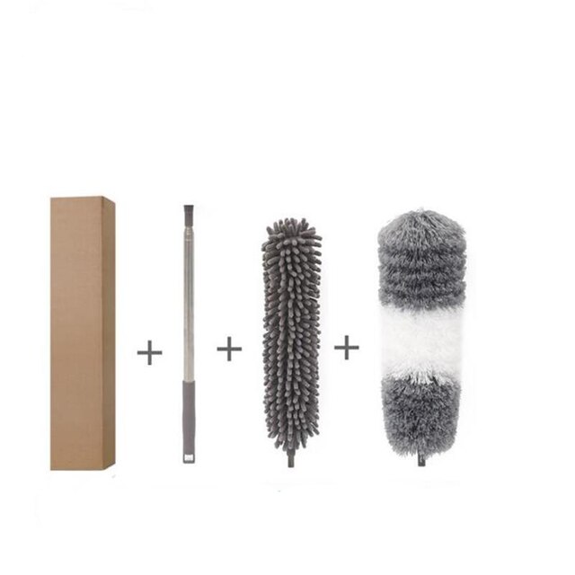 3Pcs Telescopic Pole Washable Easy Apply Extendable Duster Household Car Dust Dusty Feather Duster Long Handle Clean Brush: Type A