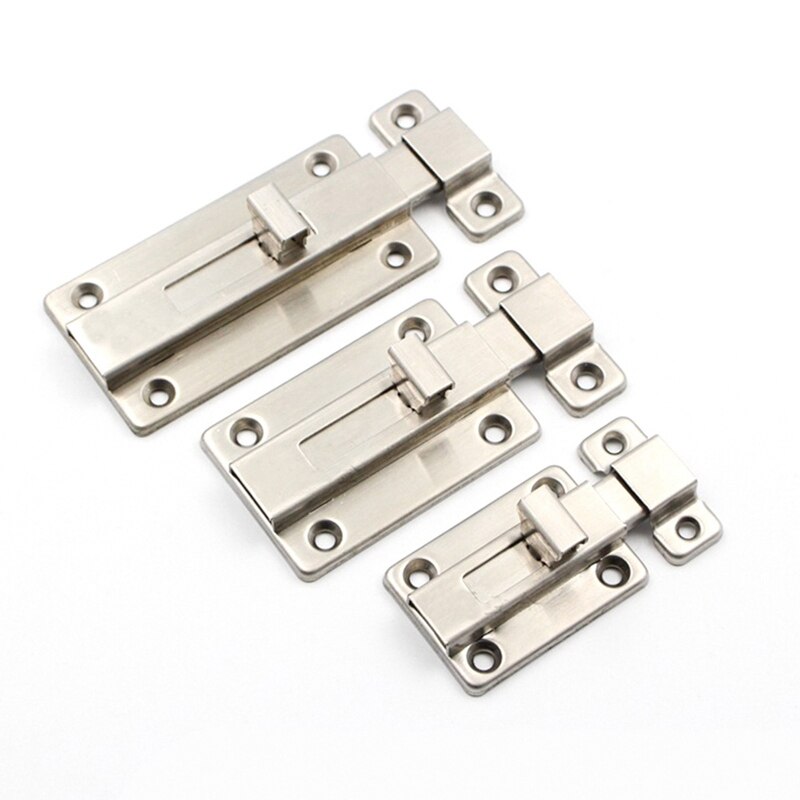 1Pc 2/3/4 Inch Long Silver Stainless Steel Door Latch Sliding Lock Bolt Latch Hasp Staple Gate Safety Lock