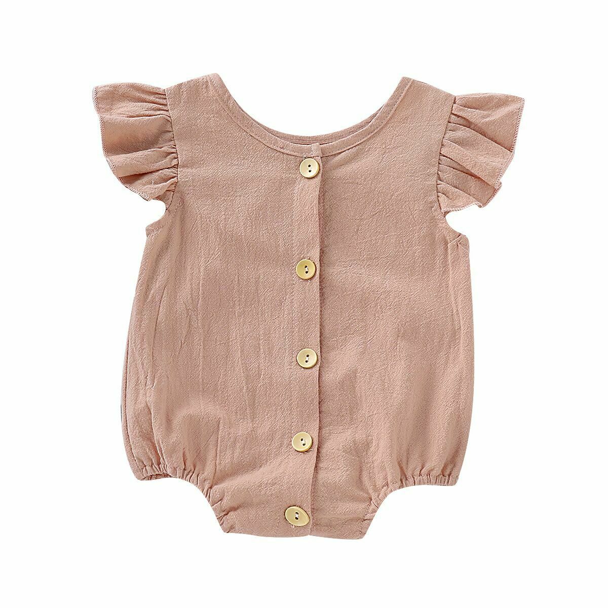 Infants Baby Girls Boys Cute Bodysuits Pure Color Ruffles Short Sleeve Jumpsuit Clothes One Piece 5 Colors: Pink / 18M