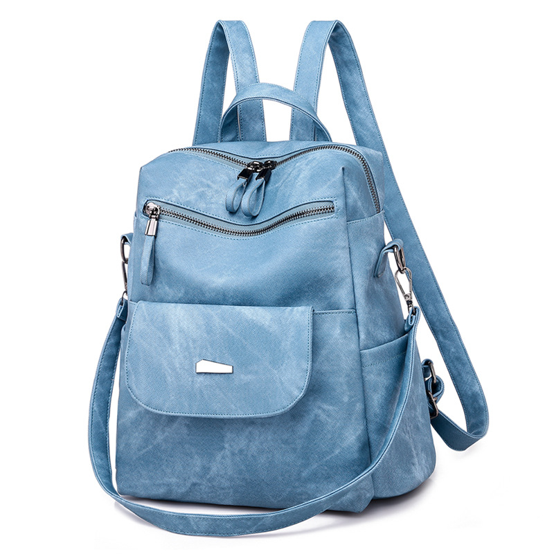 Leather Backpack Women Shoulder Bag Vintage Bagpack Travel Backpacks For School Teenagers Girls Back Pack Women Mochila Feminina: blue